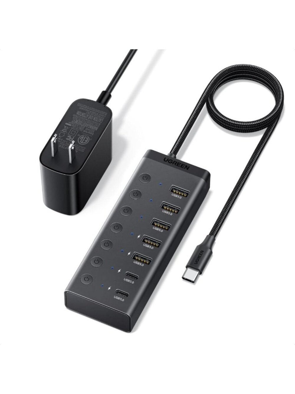 7-in-1 USB C Hub, 7 Ports, 5xUSB-A & 2xUSB-C, High-Speed 5Gbps Data Transfer